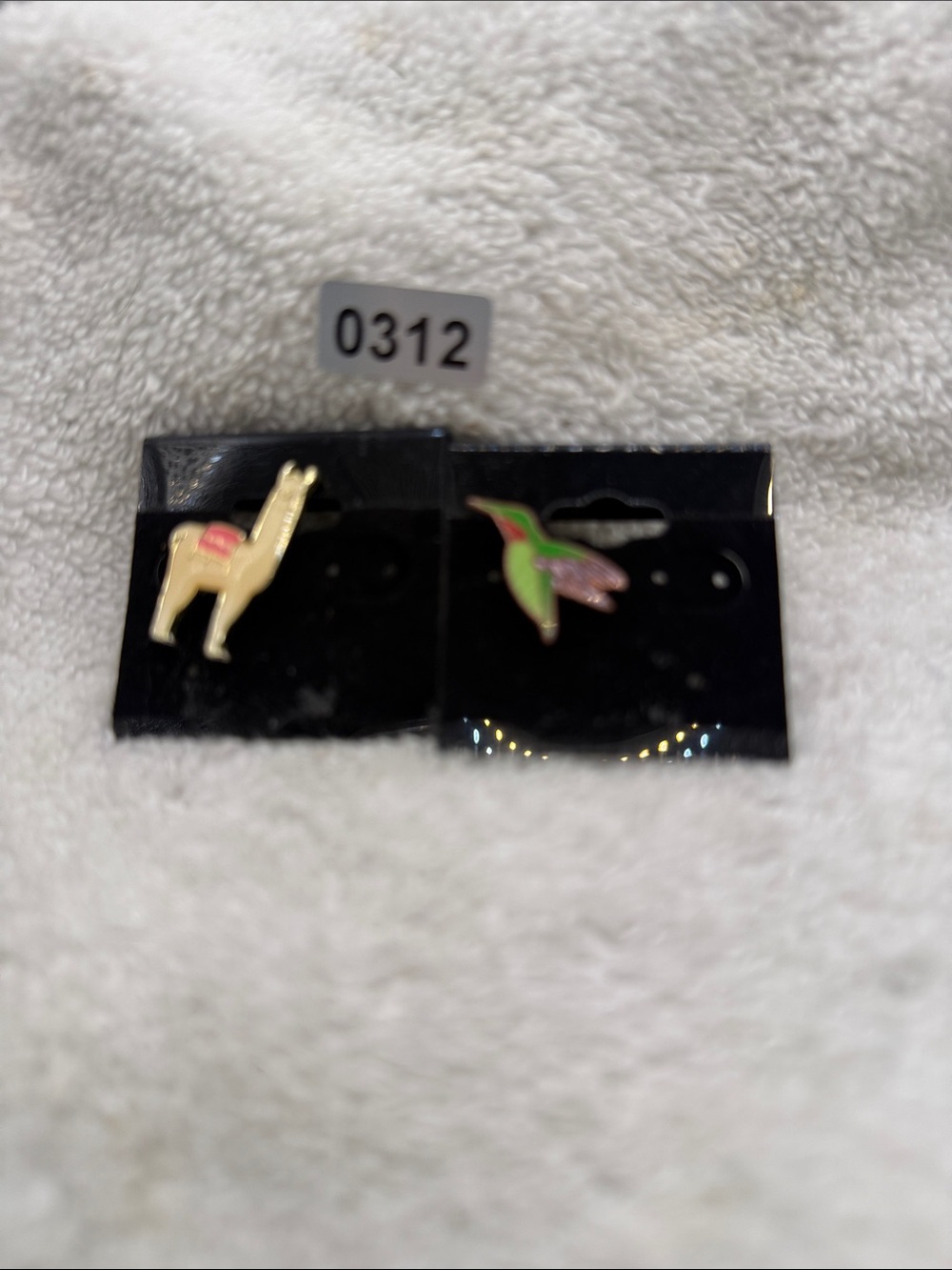 small Lapel Llama and Green Hummingbird Enamel Pins